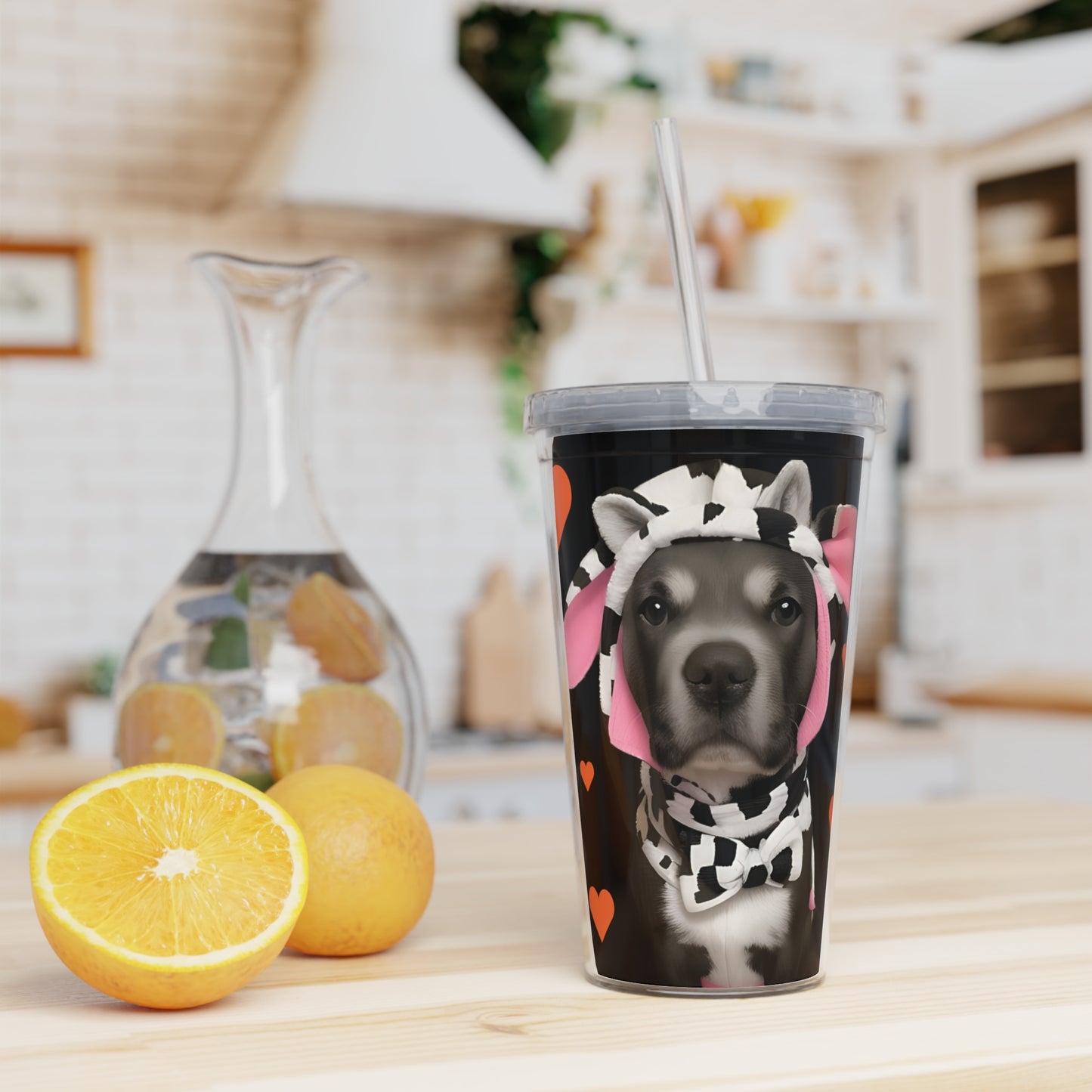 Pitbull Plastic Tumbler with Straw