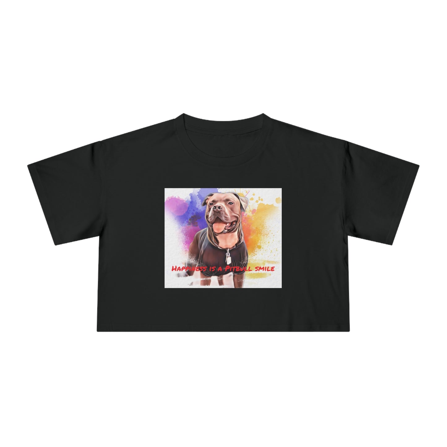 Smiling Paws: Pitbull Happiness Cropped Tee