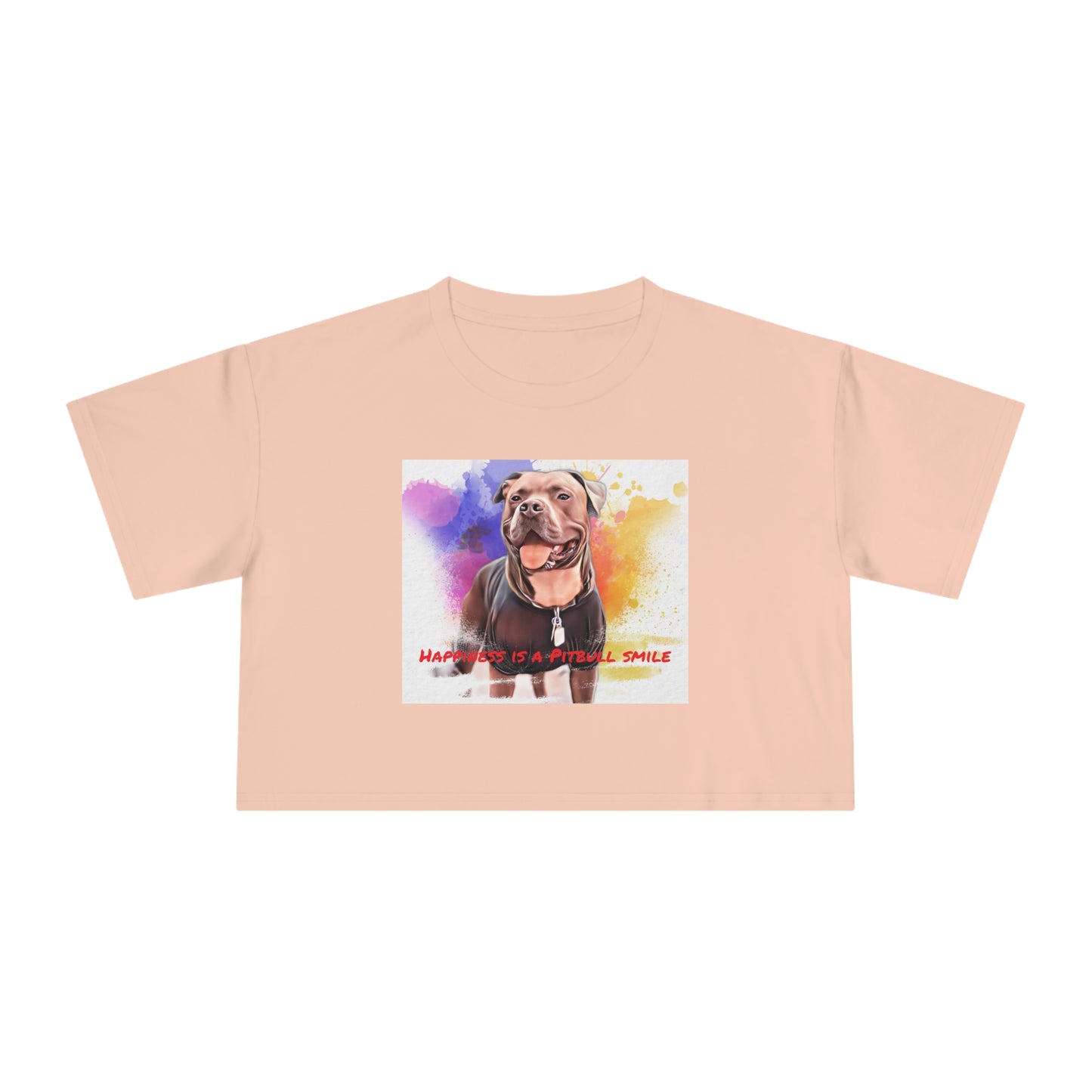 Smiling Paws: Pitbull Happiness Cropped Tee