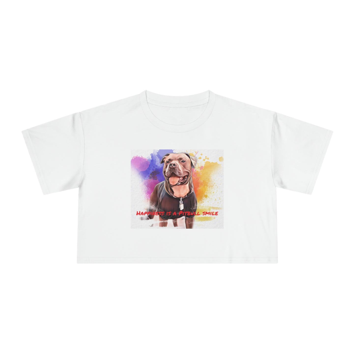 Smiling Paws: Pitbull Happiness Cropped Tee