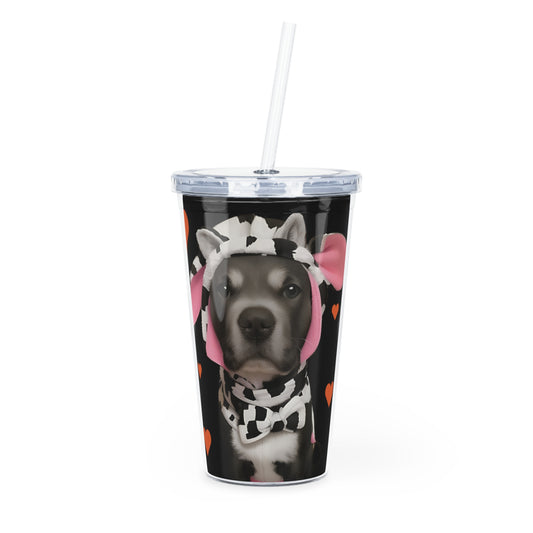 Pitbull Plastic Tumbler with Straw